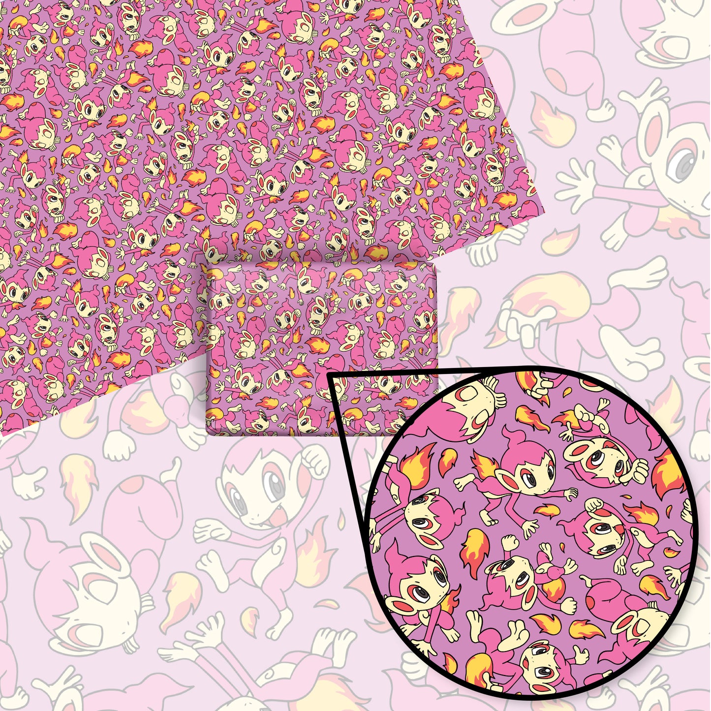 Chimchar (Pink) Wrapping Paper Sheets