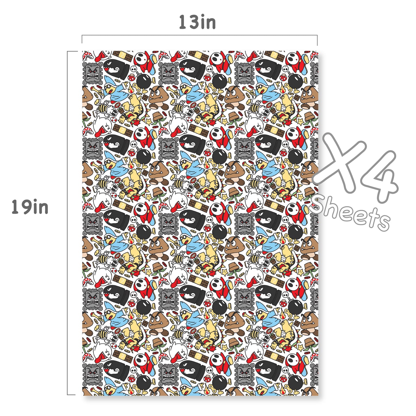 Mario Bowser Wrapping Paper Sheets
