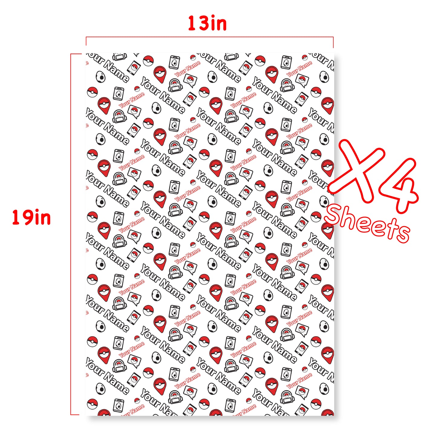 Poke-Go Custom Wrapping Paper Sheets