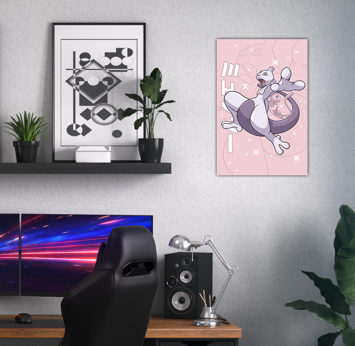 Mew & Mewtwo Wall Poster