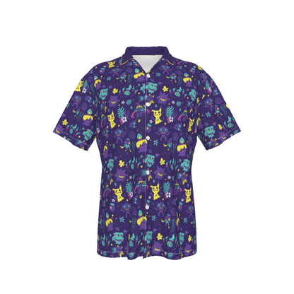 Ghost (Purple) Hawiian Button Shirt