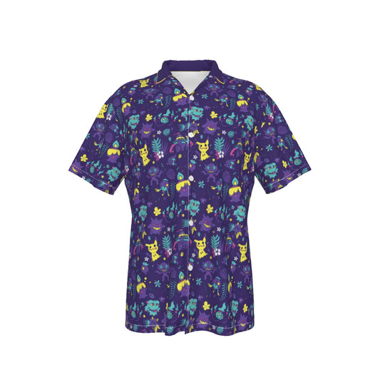 Ghost (Purple) Hawaiian Button Shirt