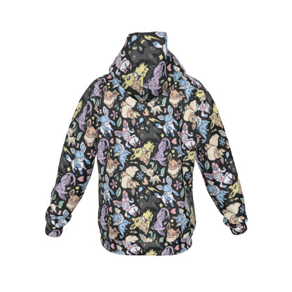 Eeveelutions (Black) Pattern Hoodie