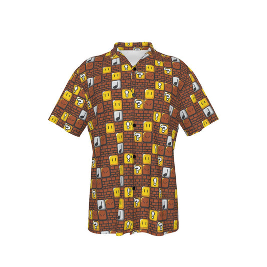 Mario Blocks Hawaiian Button Shirt