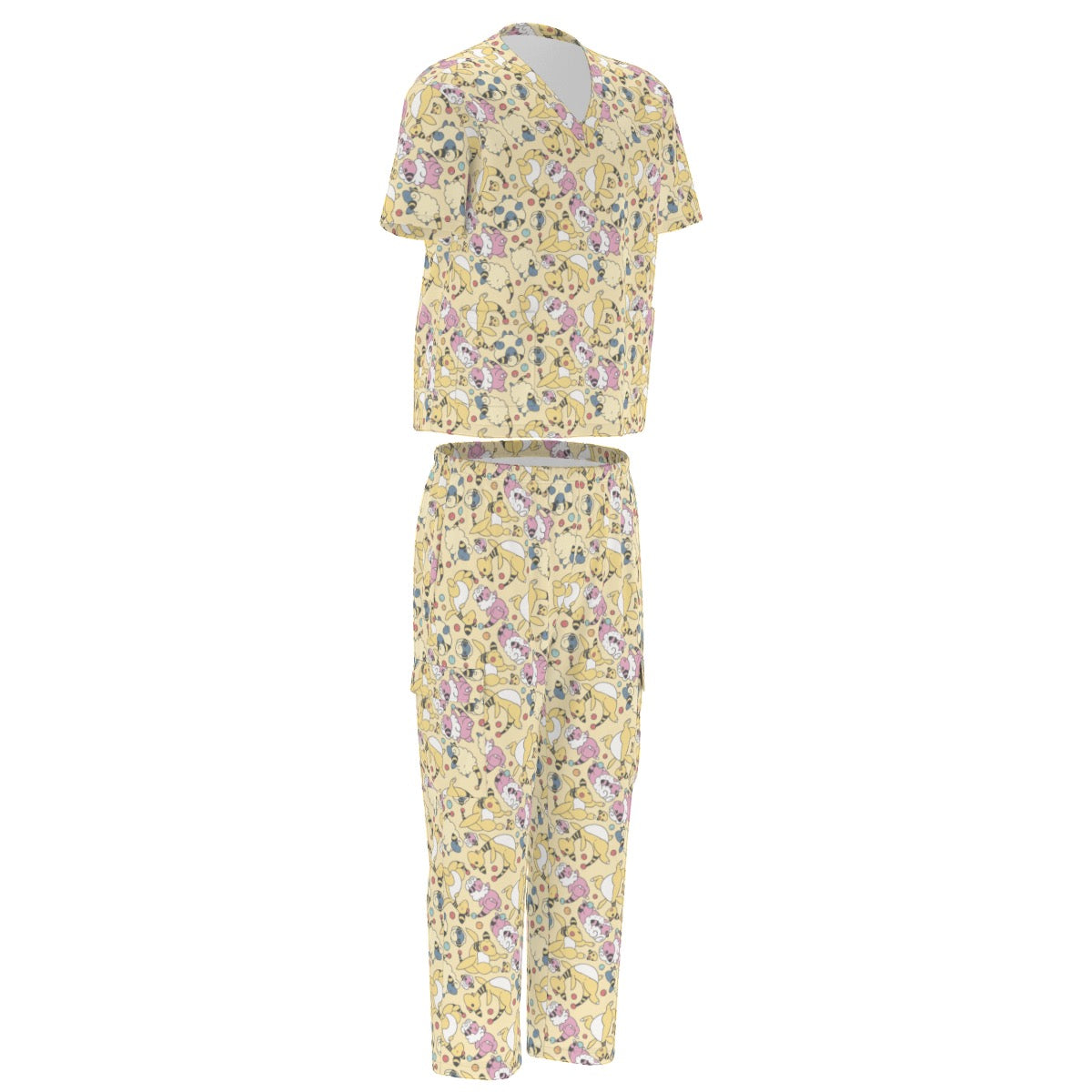 All-Over Print Unisex Scrub Set With Six Pocket