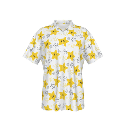 Mario Stars Hawaiian Button Shirt