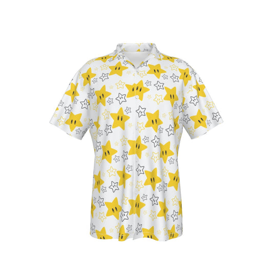Mario Stars Hawaiian Button Shirt