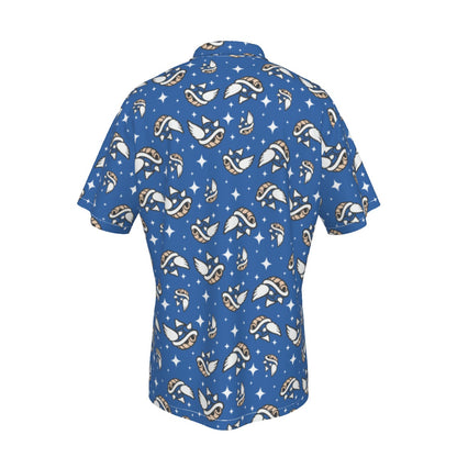 Mario Shells (blue) Hawaiian Button Shirt