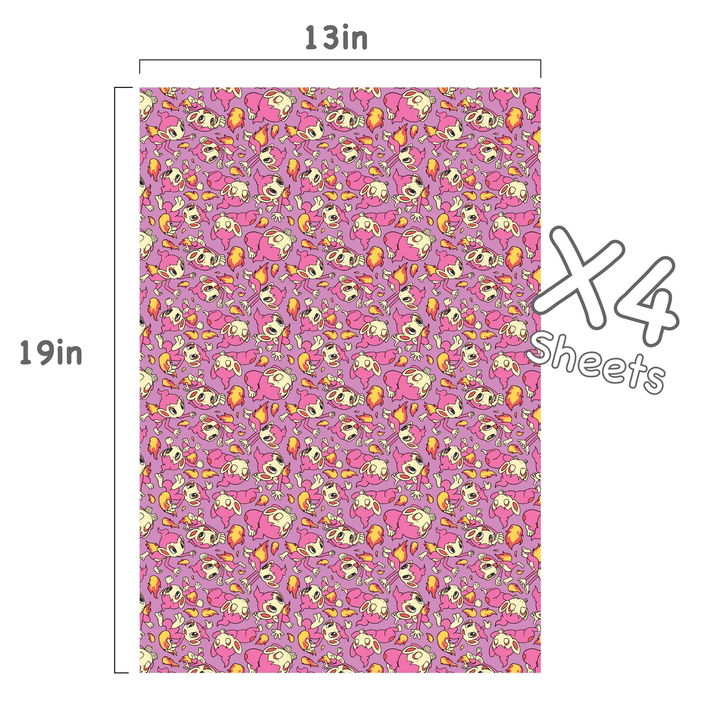 Chimchar (Pink) Wrapping Paper Sheets