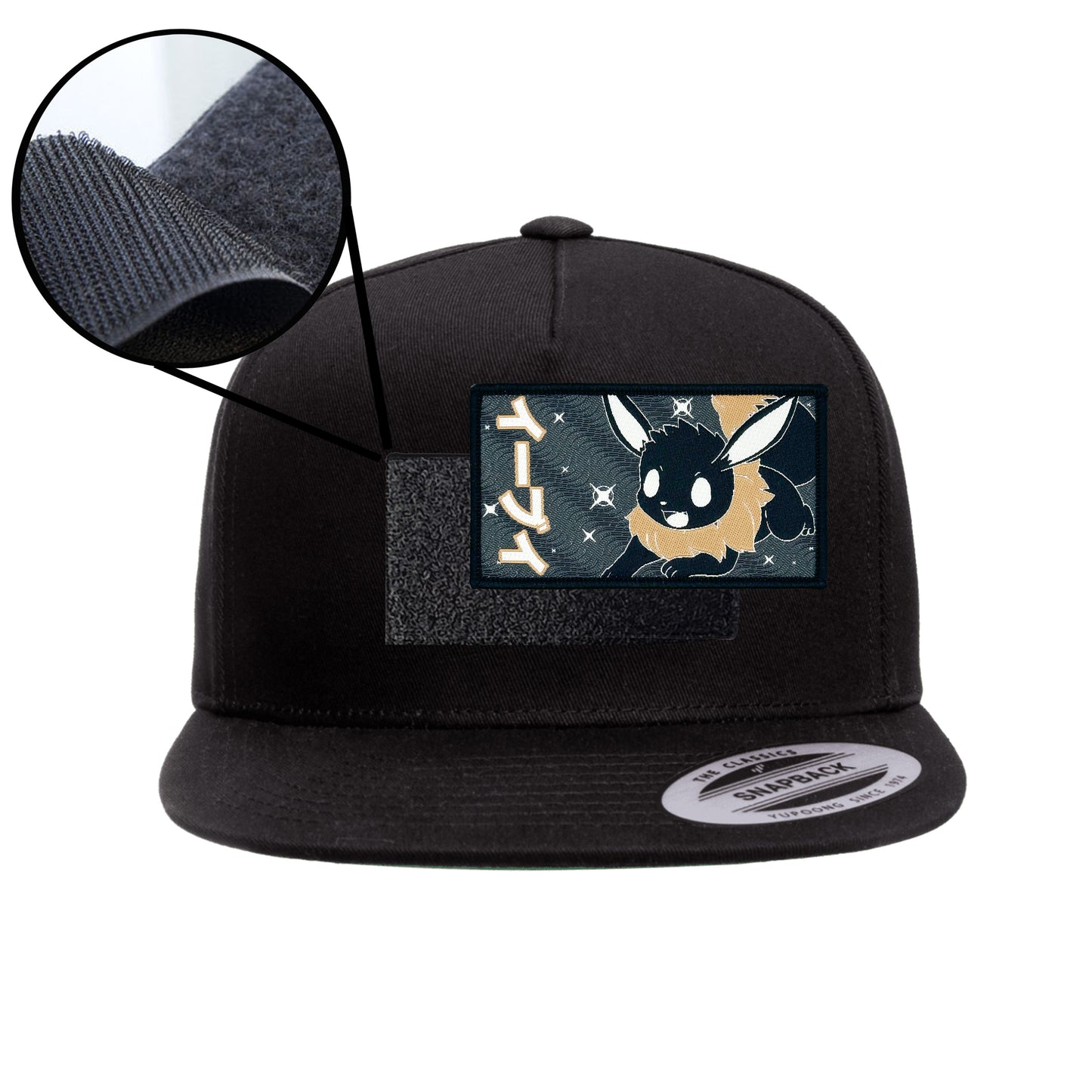 Eevee Black Snap-Back Hat Velcro