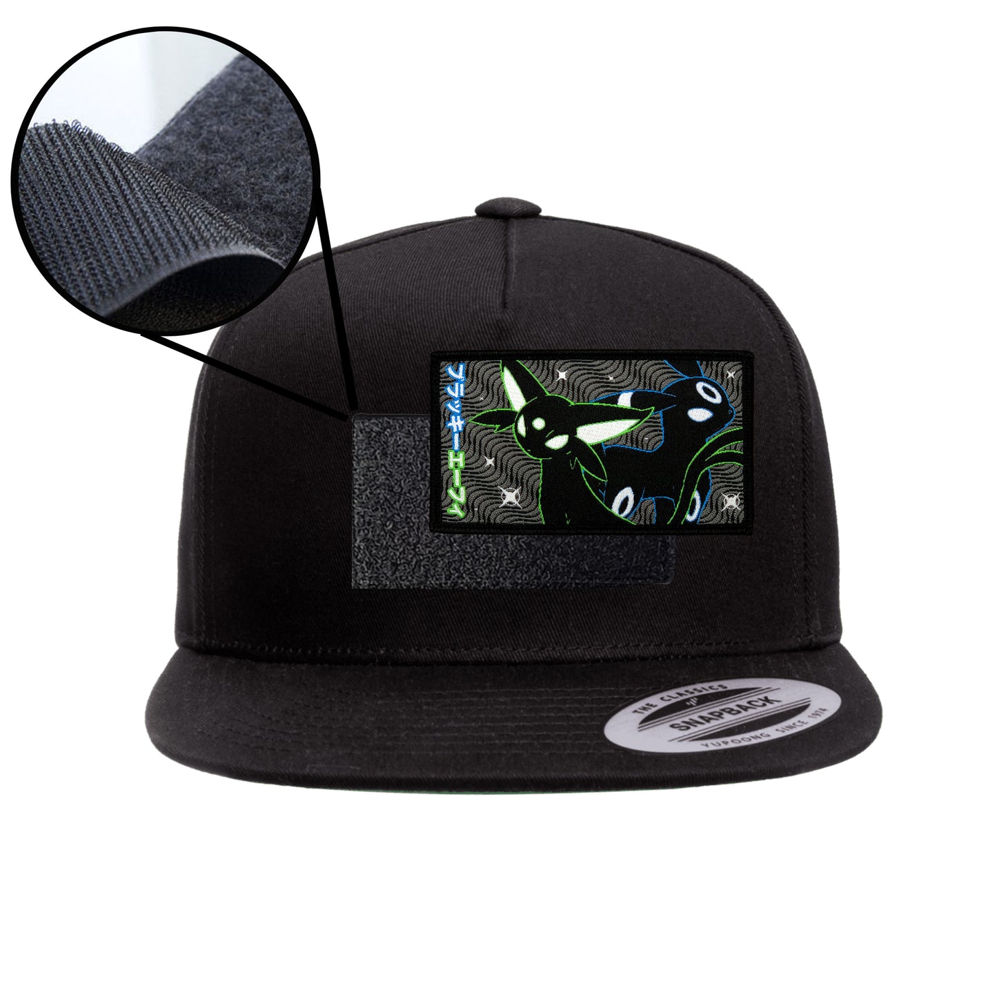 Espeon & Umbreon (Shiny) Black Snap-Back Hat Velcro