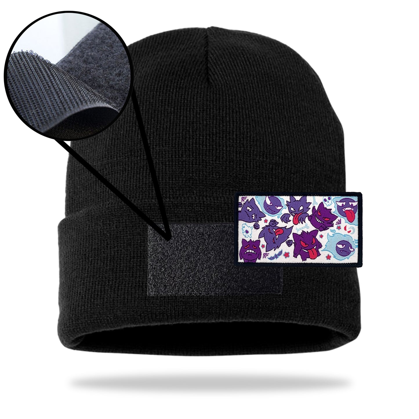 Gengar Evolution Pattern Black Beanie Velcro