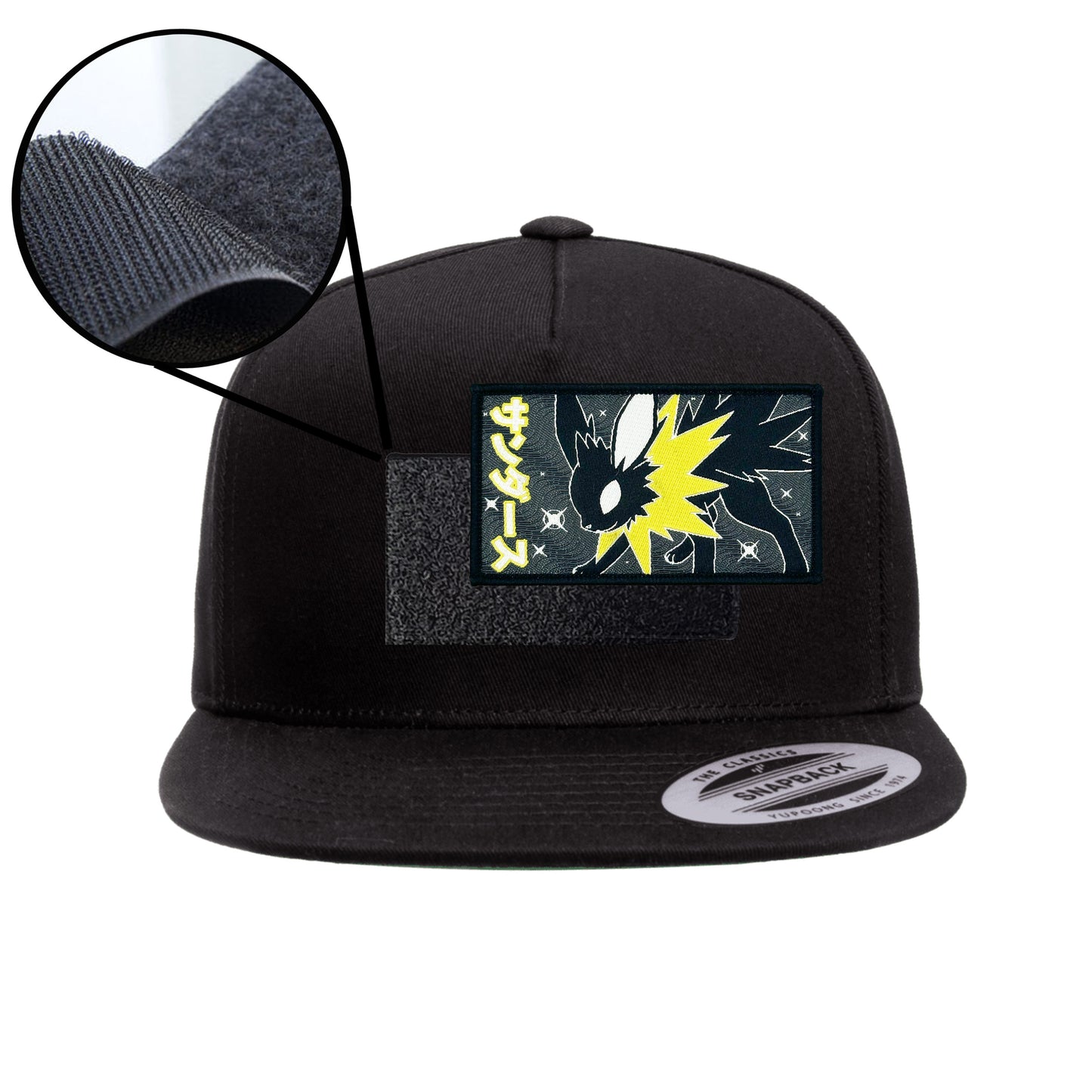 Jolteon Black Snap-Back Hat Velcro