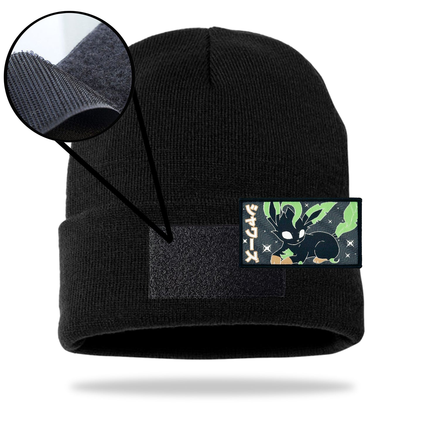 Leafeon Black Beanie Velcro