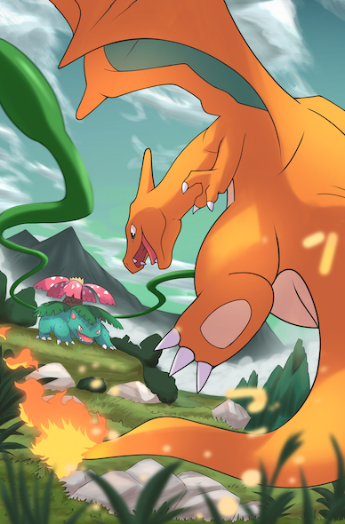 Charizard & Venusaur Wall Poster