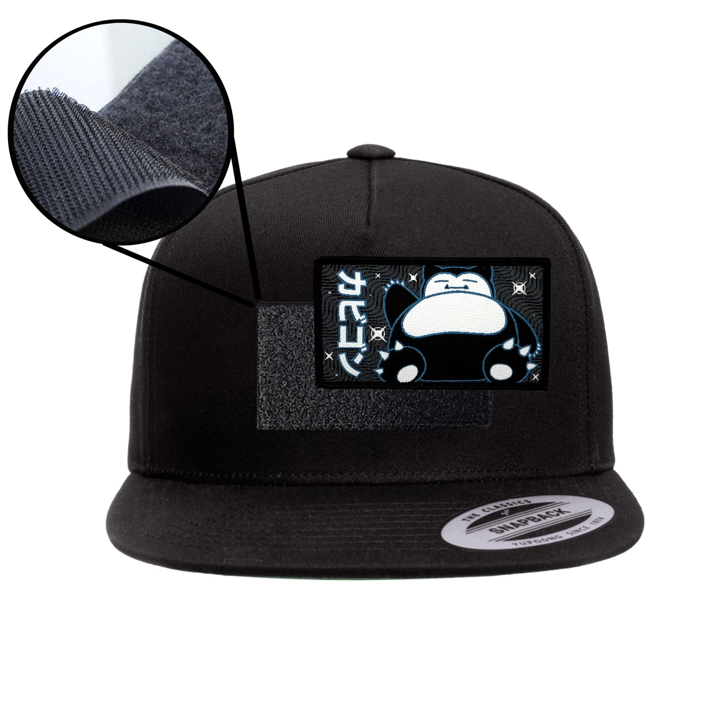 Snorlax Black Snap-Back Hat Velcro