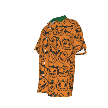 Halloween Pumpkin Button Shirt