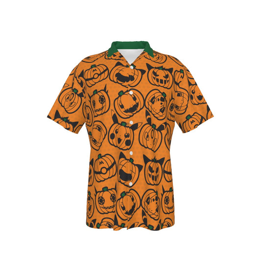 Halloween Pumpkin Button Shirt