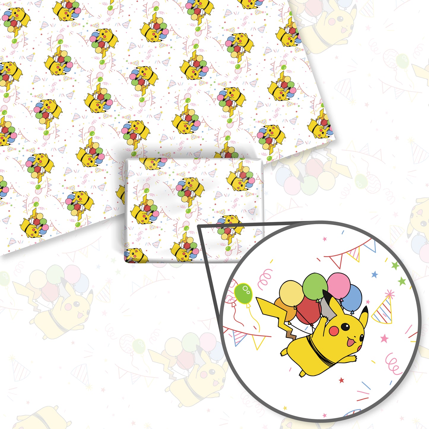 Pikachu Birthday Wrapping Paper Sheets