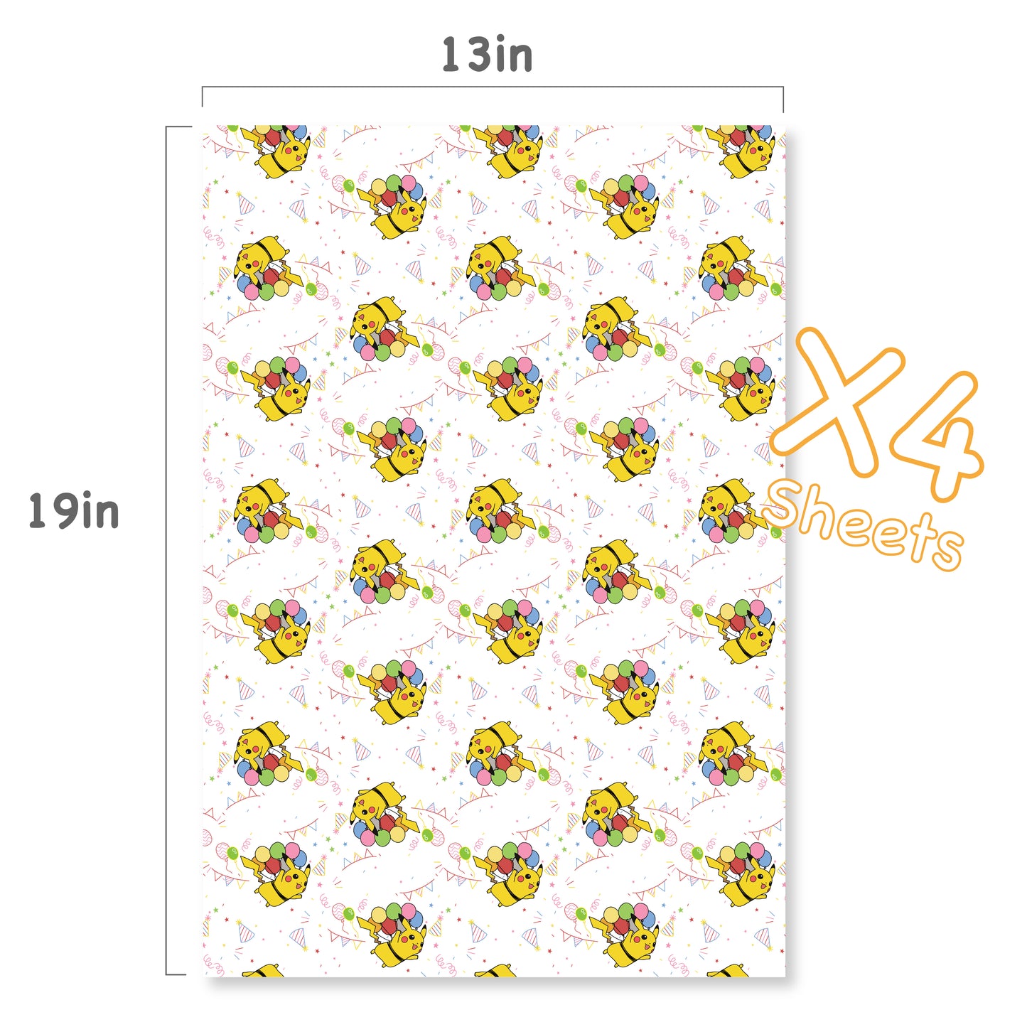 Pikachu Birthday Wrapping Paper Sheets